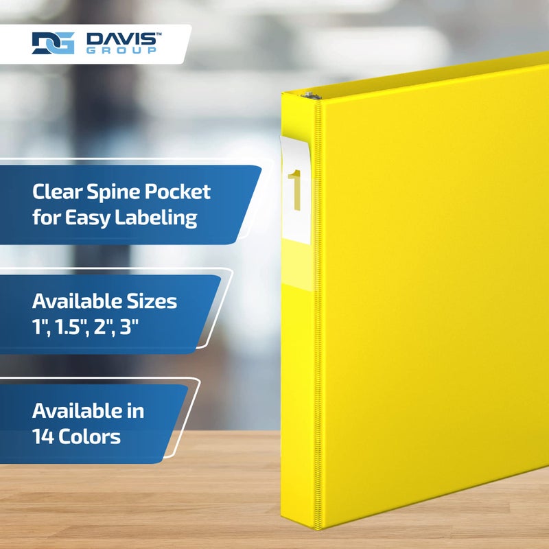 Davis Group مجلدات اقتصادية ممتازة مكونة من 6 حلقات مكونة من 3 حلقات للمدرسة أو المكتب، مجلدات على شكل حرف D، مقاس 1 بوصة، أصفر - Image 4